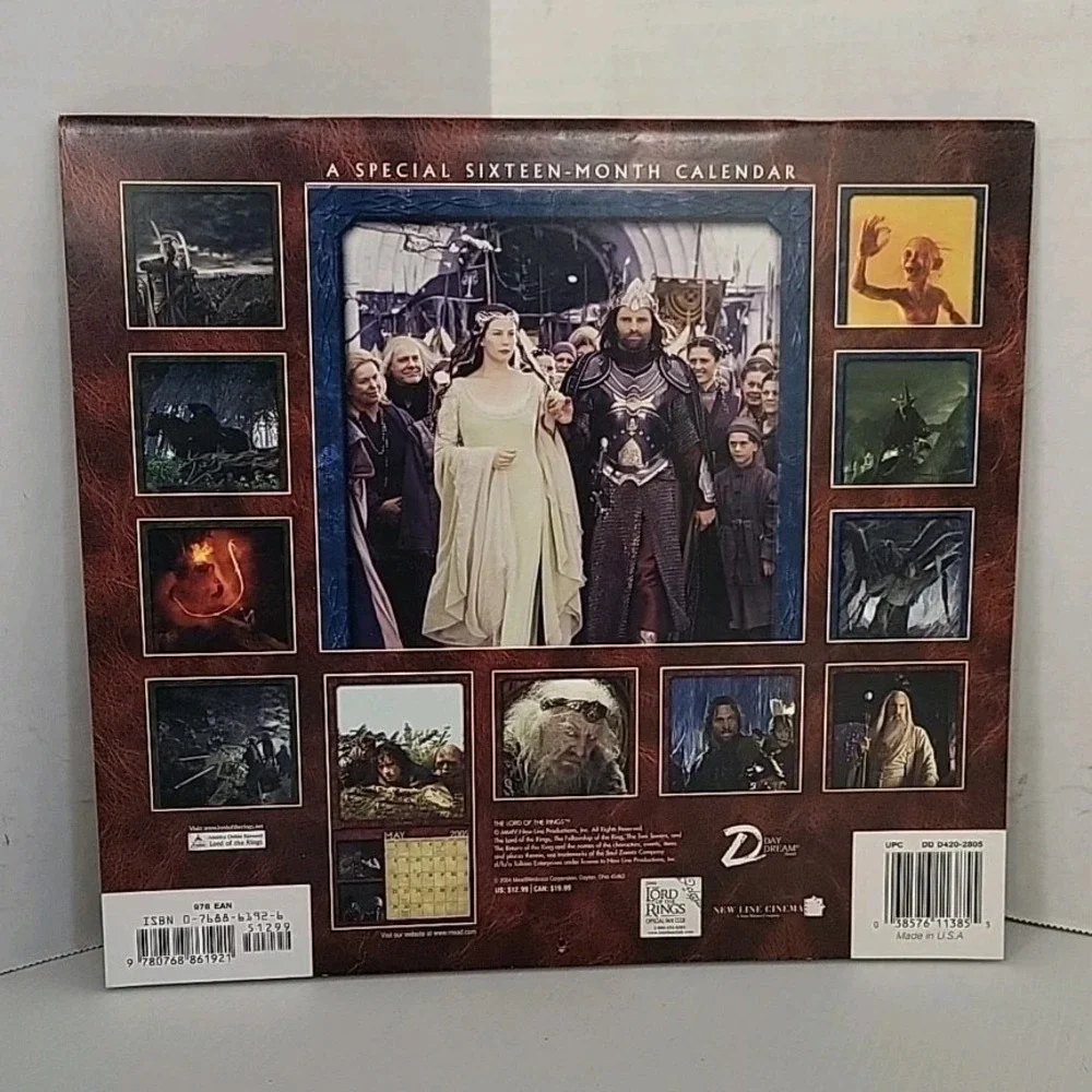 Lord of the Rings‎ 2005 Wall Calendar-16 Month Calender